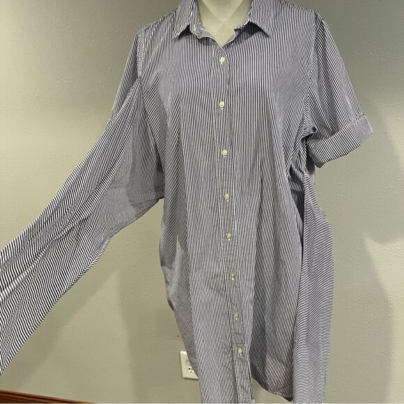 Free Assembly Striped Button-Up casual Dress with Waist Tie size extra large - Picture 6 of 15
